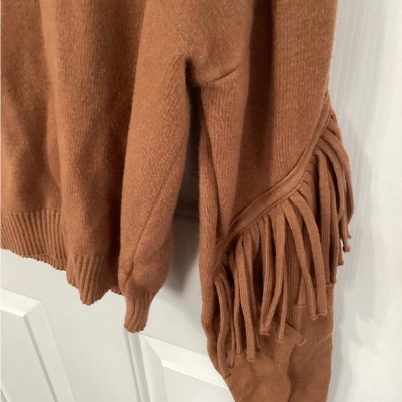 Kori America Rust Camel Small Brown Sweater Western Fringe Women - Picture 4 of 6